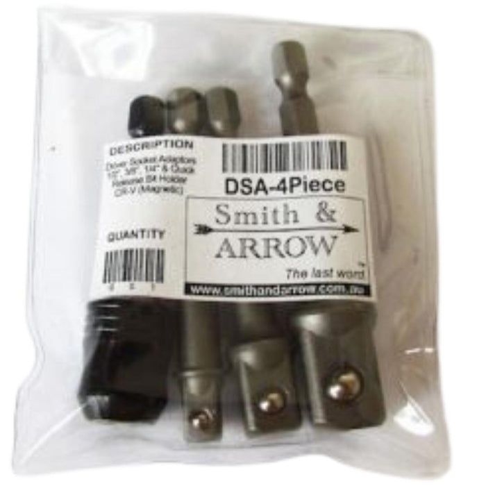 4 X HEX SOCKET ADAPTORS WITH QUICK RELEASE BIT