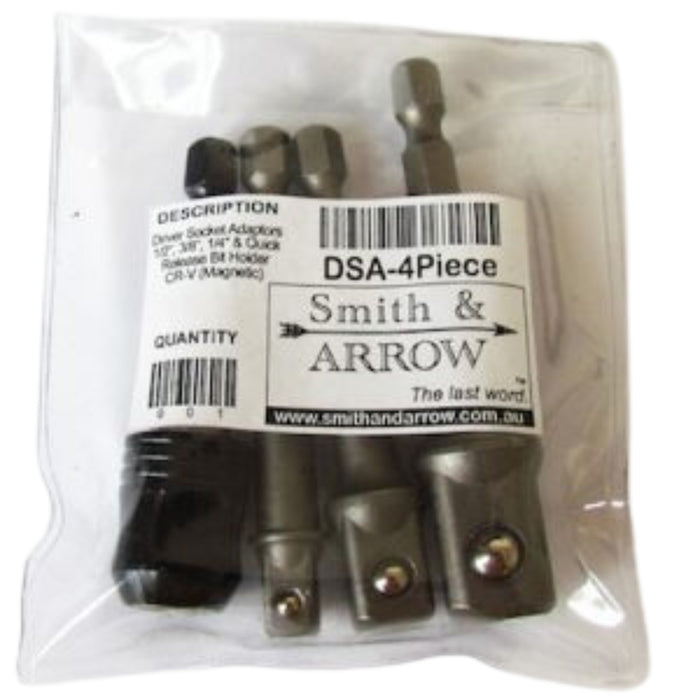 4 X HEX SOCKET ADAPTORS WITH QUICK RELEASE BIT