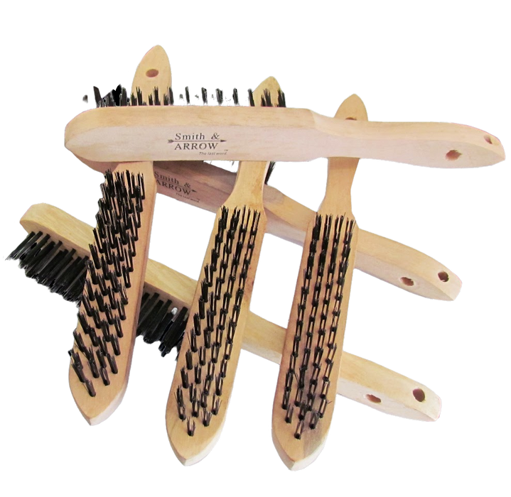 CARBON STEEL WIRE, 4 ROW WOODEN HANDLE BRUSH