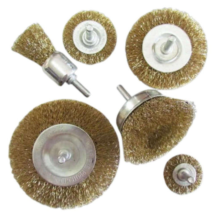 BRASS COATED CARBON STEEL DRILL BRUSH SET (DRILL, DREMEL, ROTARY TOOL)