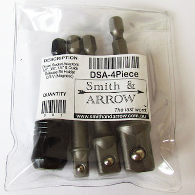 4 X HEX SOCKET ADAPTORS WITH QUICK RELEASE BIT