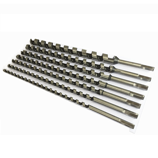 Wood Auger Bits Set 7 pieces 460 mm hex shank 45# carbon steel - sizes 10 12 14 16 18 20 & 25mm