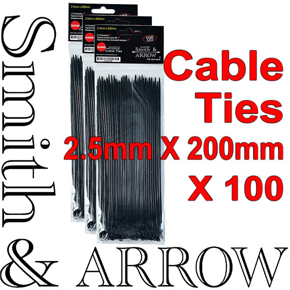 CABLE ZIP TIES BLACK UV STABILISED 2.5MM / 3.6MM / 4.8MM