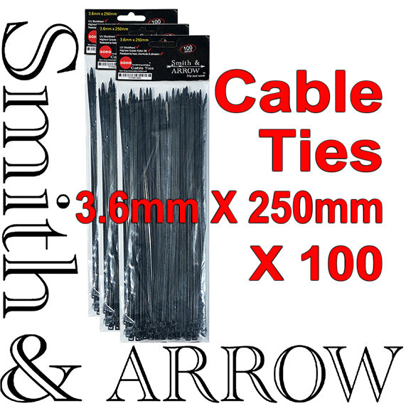 CABLE ZIP TIES BLACK UV STABILISED 2.5MM / 3.6MM / 4.8MM