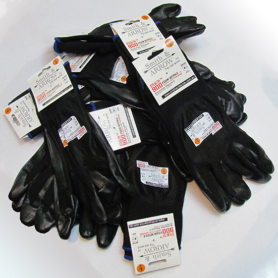 BLACK FOAM NITRILE SAFETY GLOVES - 12 PAIRS