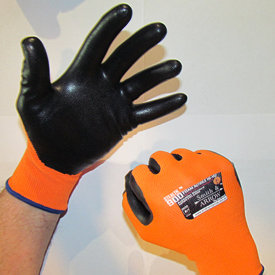 HI VISIBILITY FOAM NITRILE SAFETY GLOVES - 12 PAIRS