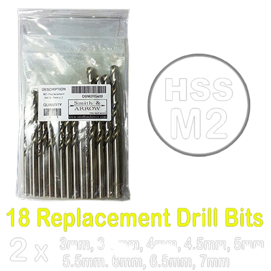 HSS Drill Bit M2 METRIC 18 Pieces 3.0mm 7.0mm — Smith & Arrow